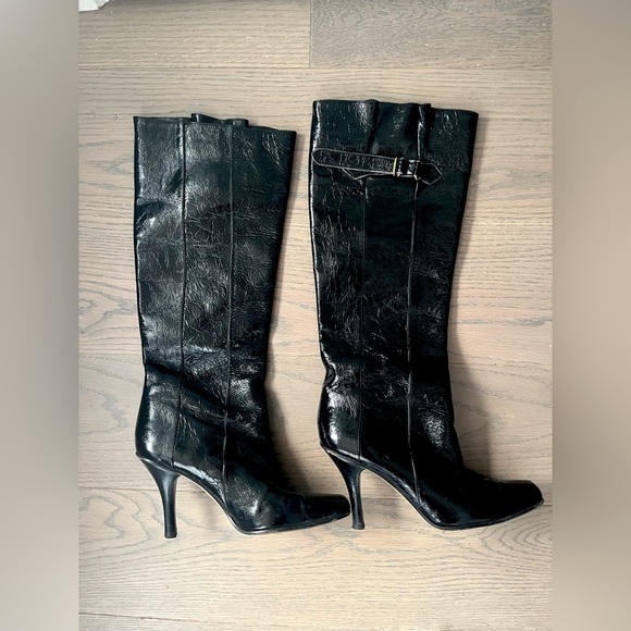 Vintage Jimmy Choo Black Patent Leather Tall Boot - Picture 1 of 8